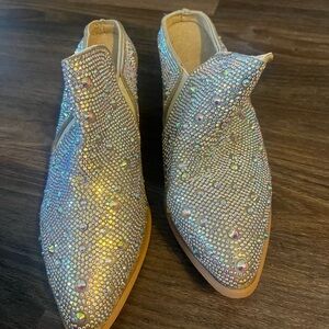 Rhinestone, cowboy heel boot, size 7.5.